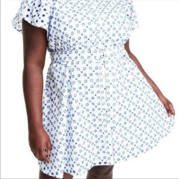 💥🆕NWT Alexie X Target Eyelet Det Tulip Sleeve Dress Blue White 2x MSRP $… - Picture 3 of 9